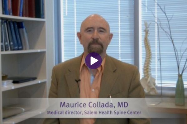 Photo of Maurice Collada, MD with video link to Salem Health Spine Center preoperative education videos