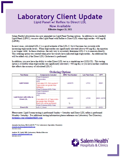 lipid panel with reflex to direct ldl