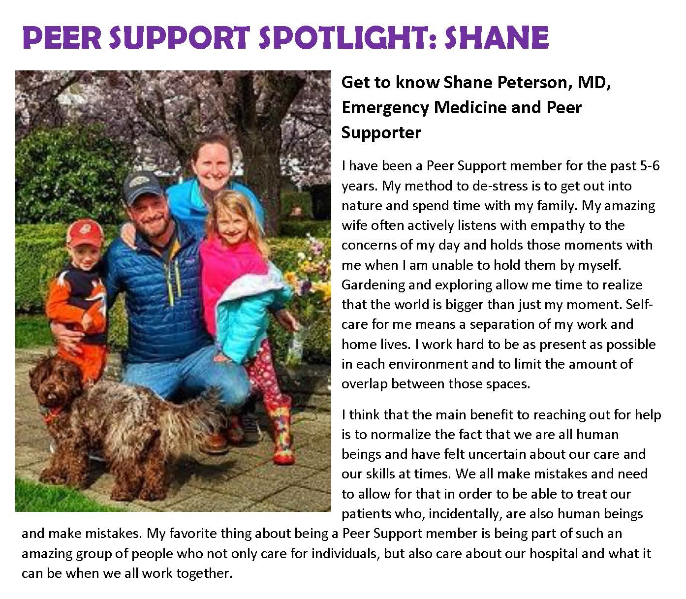 Shane Peterson peer spotlight Shane Peterson peer spotlight