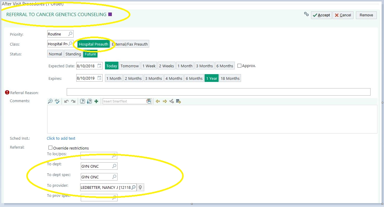 cancer genetics referral highlighted