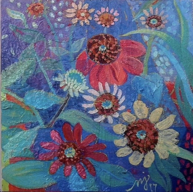 Colorfulpaintingofnineflowers