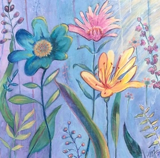 Colorfulpaintingofthreeflowers