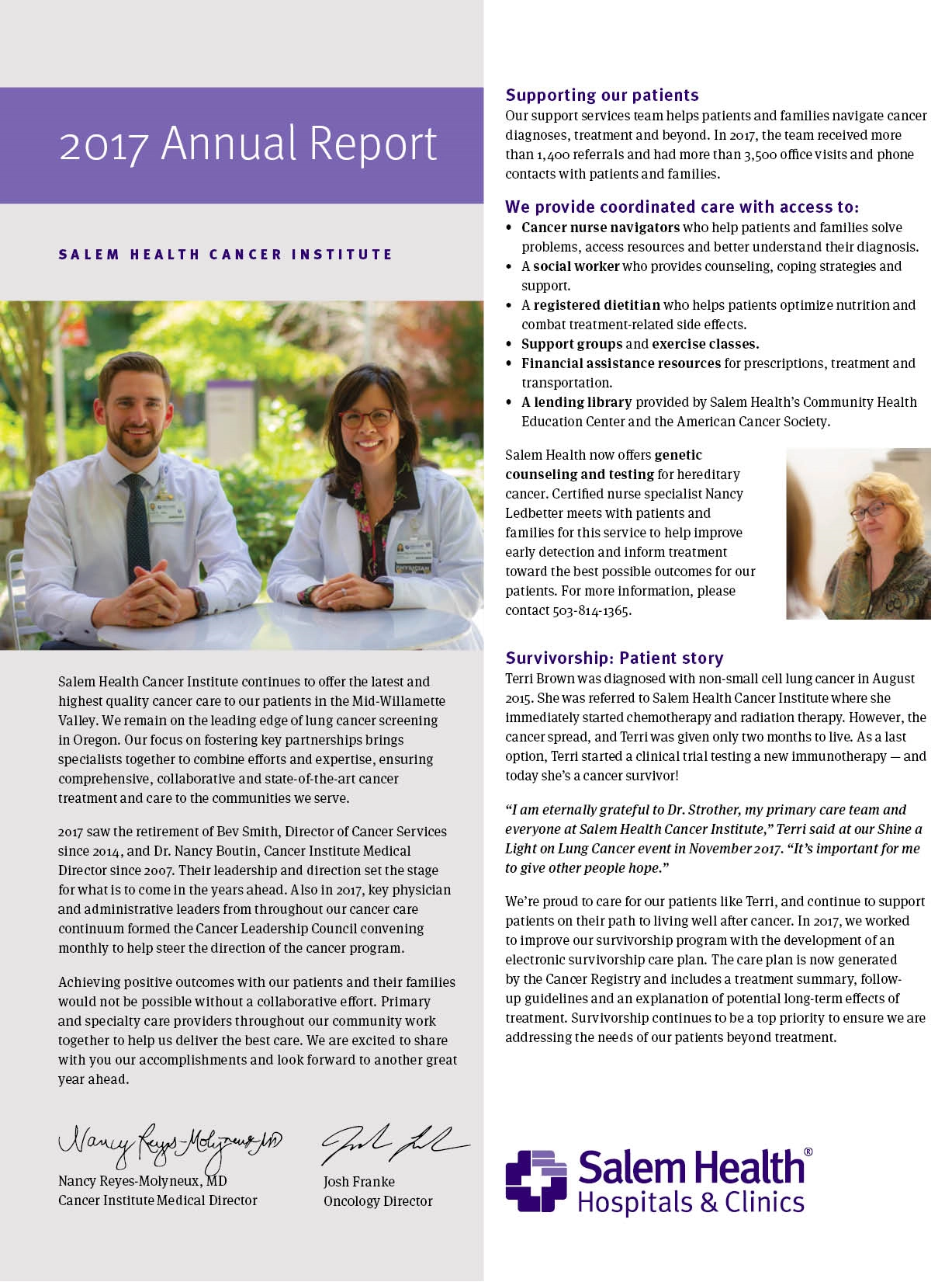 SalemHealthCancerInstitute2017annualreportcover