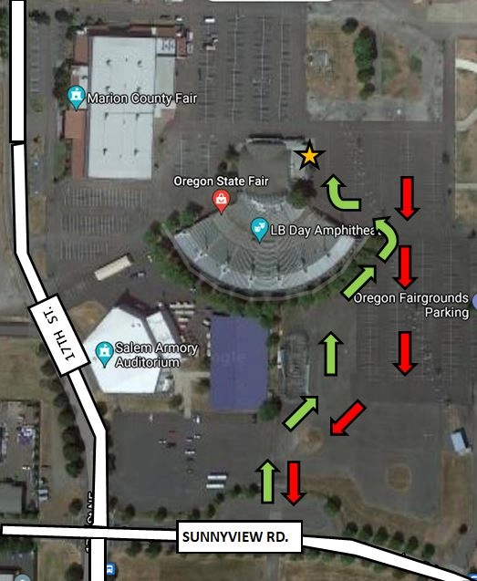 AmapofthetrafficpatterntoparkattheCascadeHalllocationofthevaccineclinic