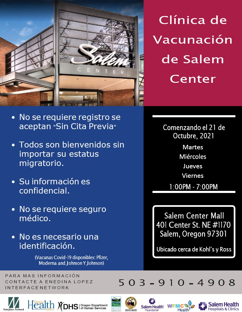 LaclínicadevacunasdelSalemCenterestáabiertademartesaviernesde1a7pm