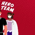 CartoonimageofhealthcarestaffthatsaysEveryHeroHasaTeam