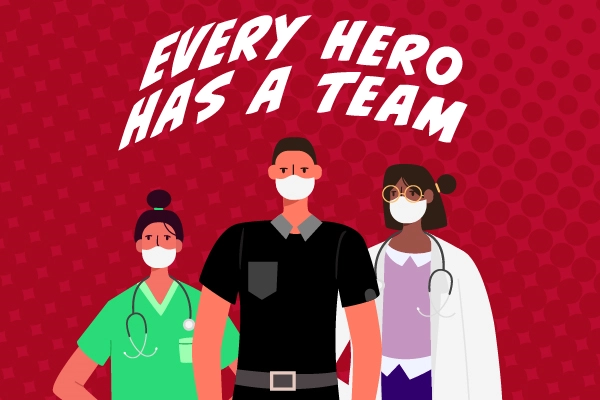 Healthcareworkersstandinglikesuperheroes