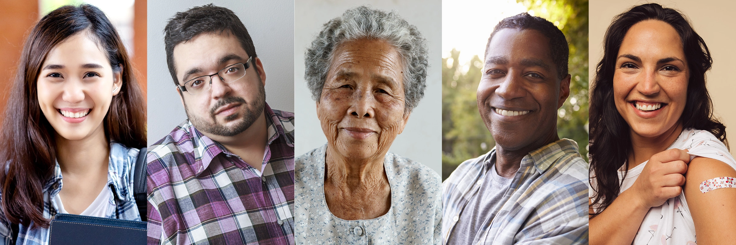 Fiveportraitsofpeopleofvariousethnicities