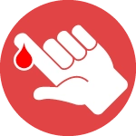 Roundiconofahandandasmalldropofbloodrepresentingbloodsugartests