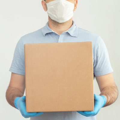 Lab courier holding a box
