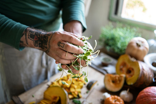 Cook making a meal