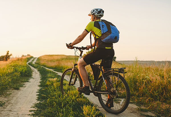 Man mountain biking