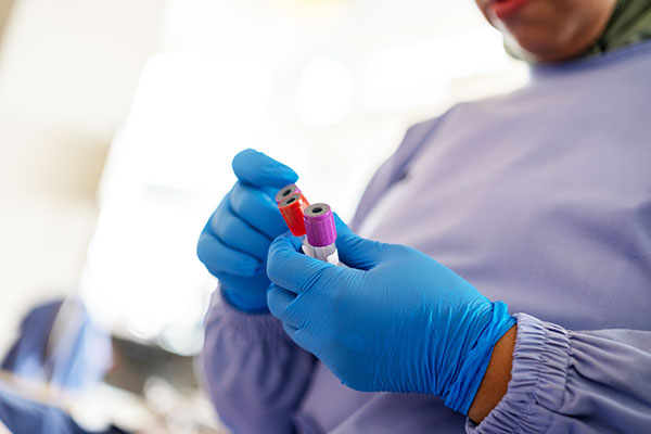 Lab tech prepping samples