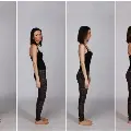 Youngwomanshowingfourdifferentbackpostures