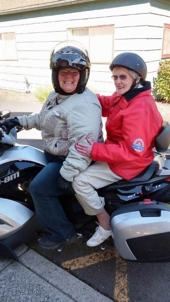 Irene Jones on motorcycle