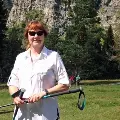 shannonwithhikingpolesinthedolomites