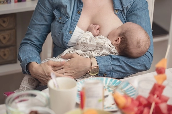 Woman maintains healthy diet for breastfeeding