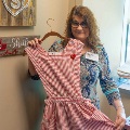 SheilaLoomiswithheroriginalcandystriperuniform