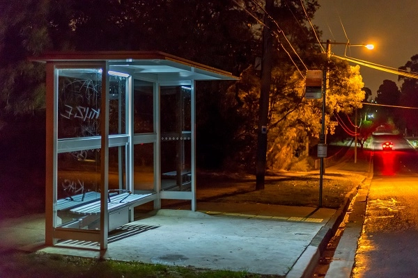 sleep-testimonial-rich Bus stop at night