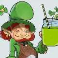 Illustrationofleprechaunholdingasmoothie
