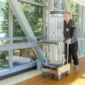 UVcleaningmachinebeingwheeledacrosstheSalemHospitalskybridge
