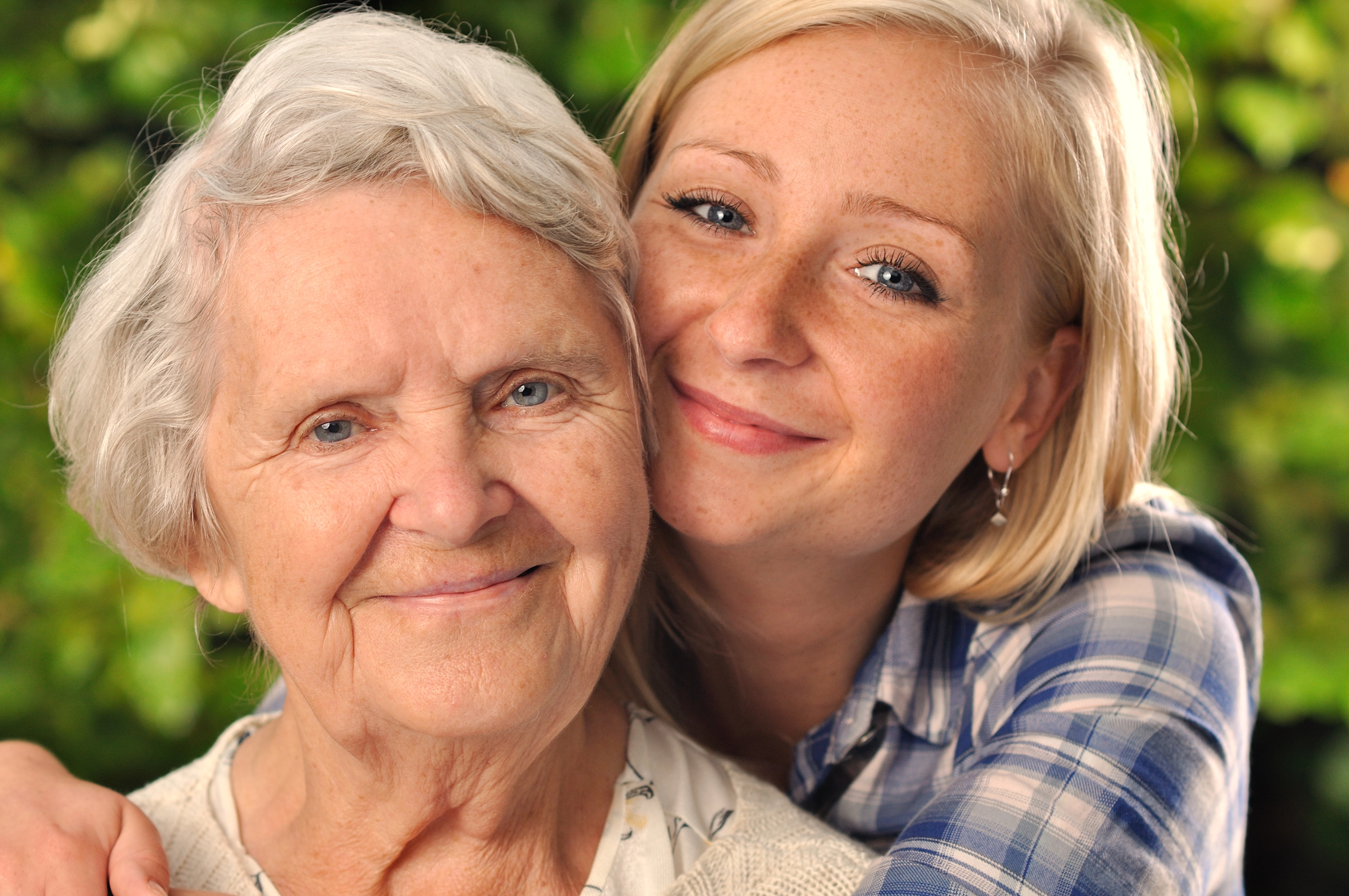 younger grandma and adult granddaughter grandmother