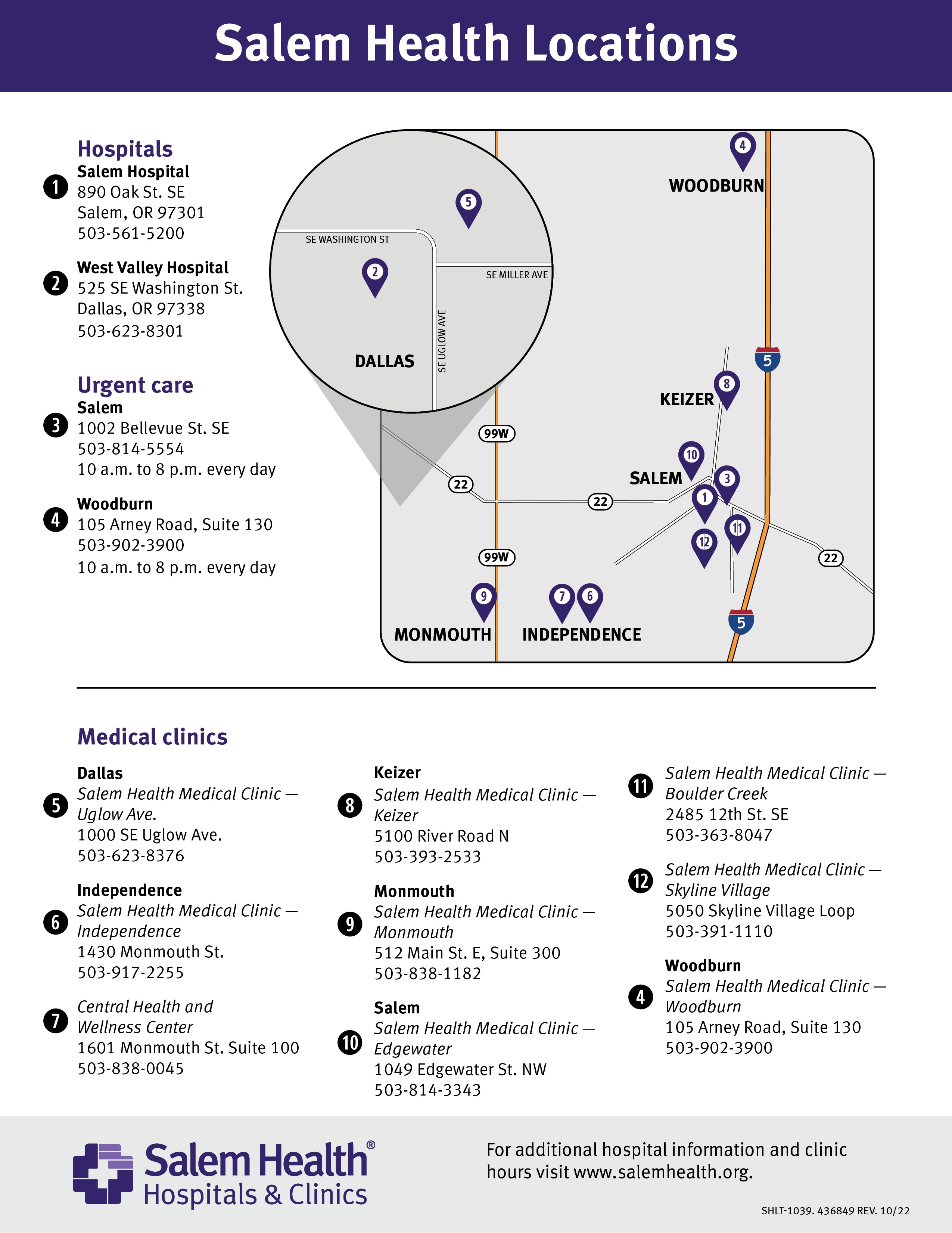 Salem Health Medical Clinics locations